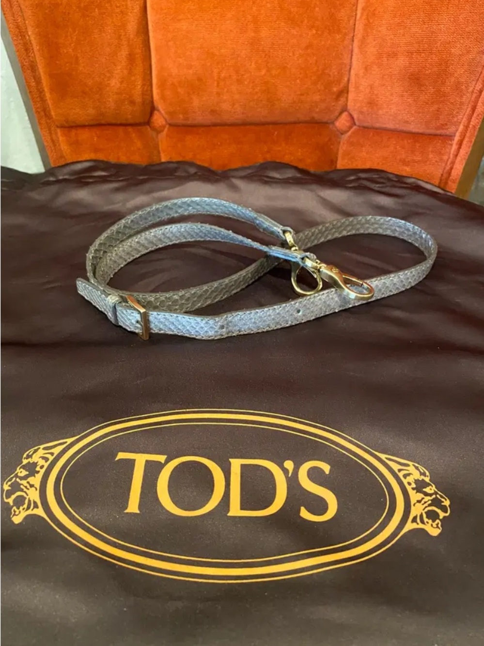 TOD'S Silver-Gray Python Leather Tote - Picture 8 of 10